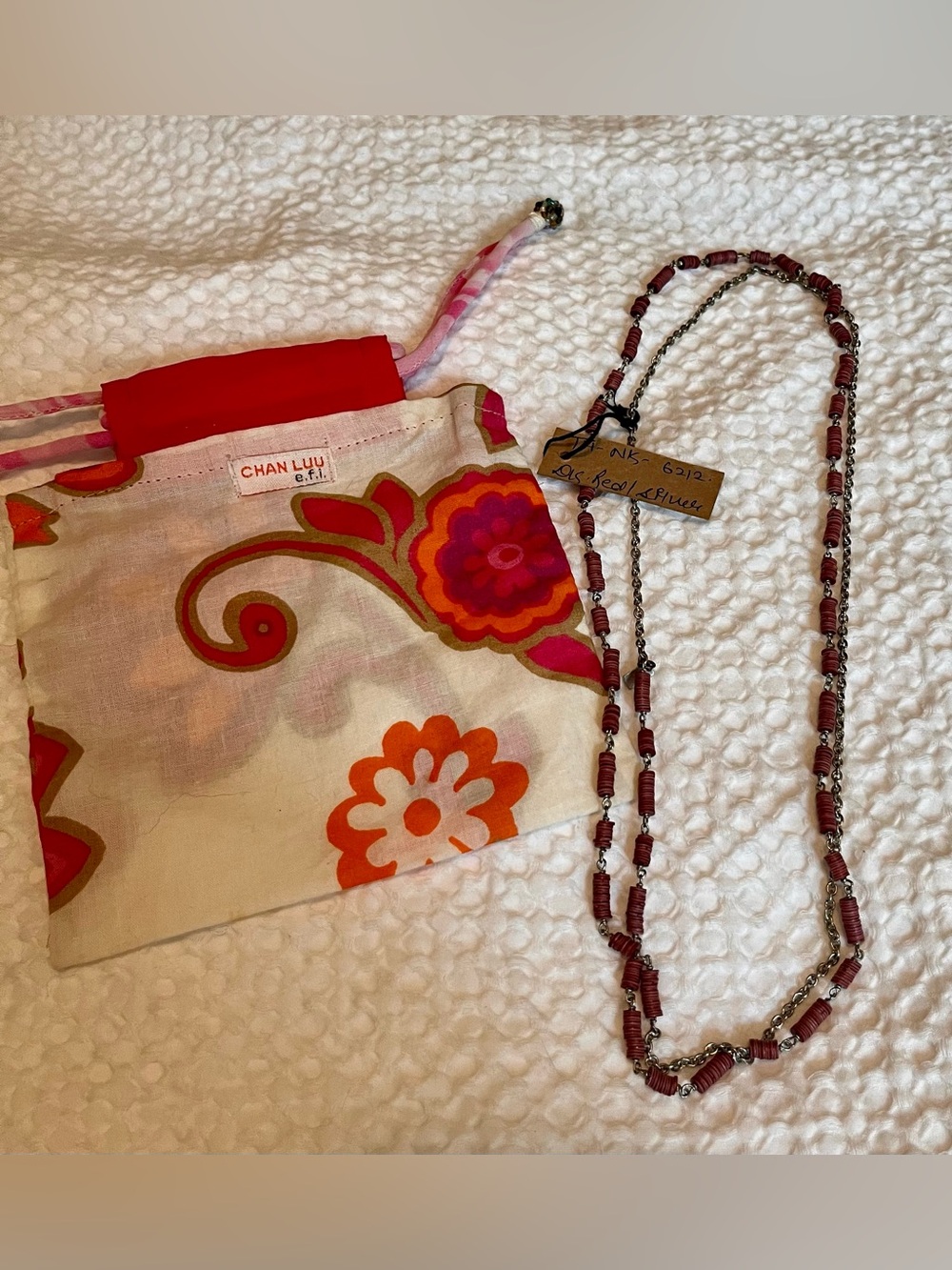 Chan Luu Extra Long Red Beaded Necklace 42” Original Tag